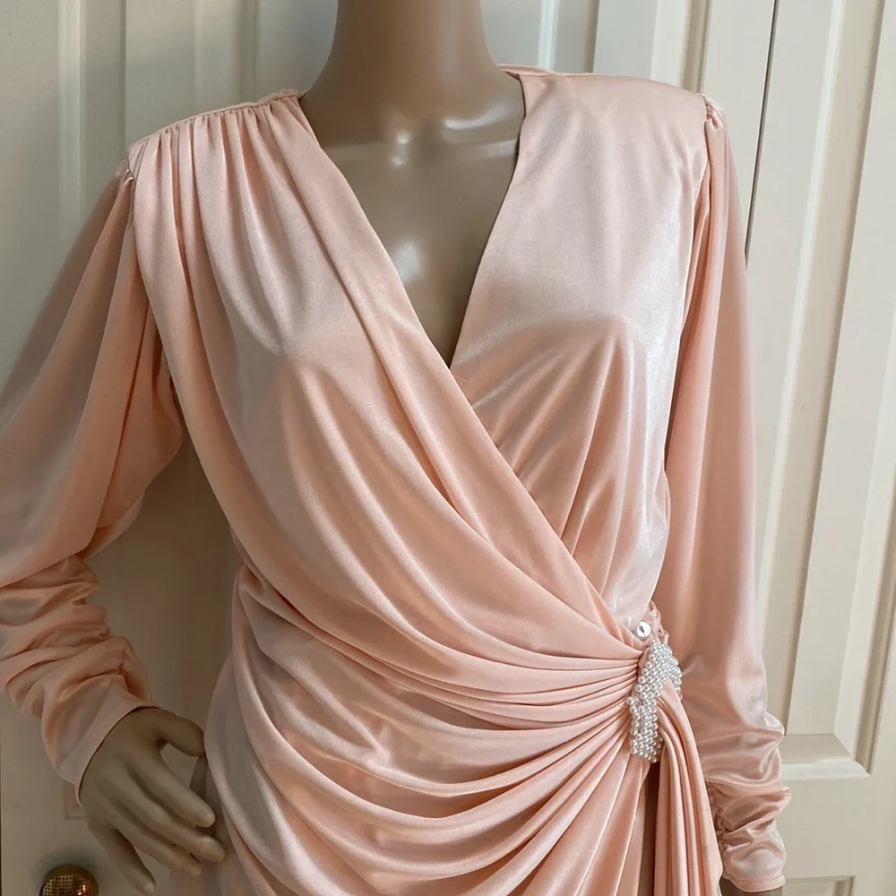 Betsy & Adam Vintage Pink Wrap Dress size Small - Picture 2 of 12